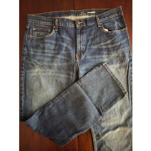 George Mens Straight Leg Jeans 40x32 Medium Wash Blue Stretch Denim Pants